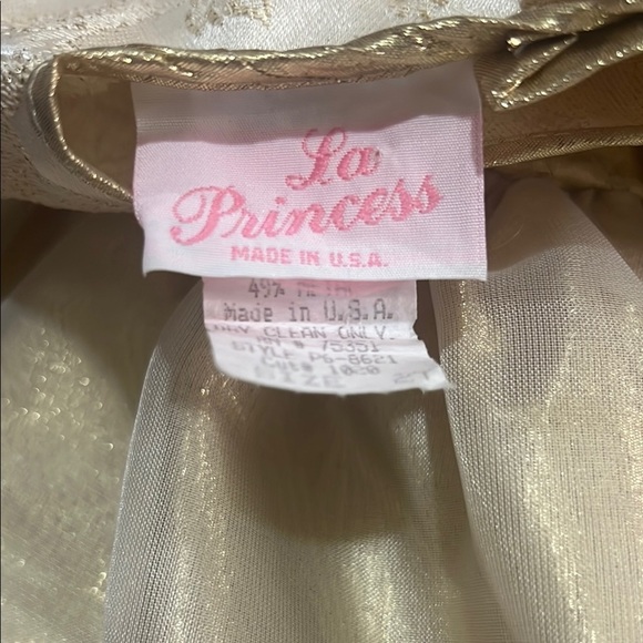 Vintage Dress Baby Toddler Girl Party Easter Gold Puff Sleeve Fancy Formal - Picture 8 of 9